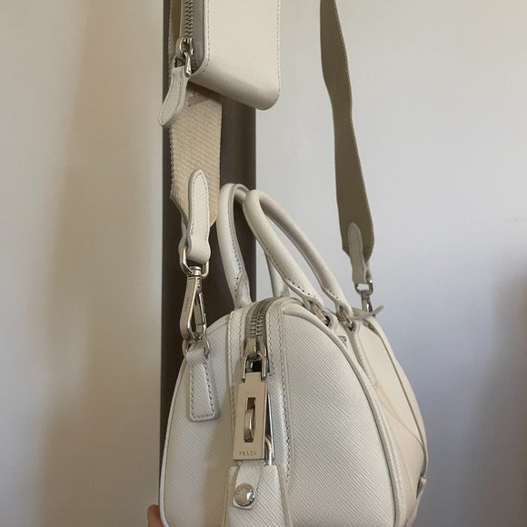 PRADA Saffiano Lux leather top handle in white - Picture 10 of 10
